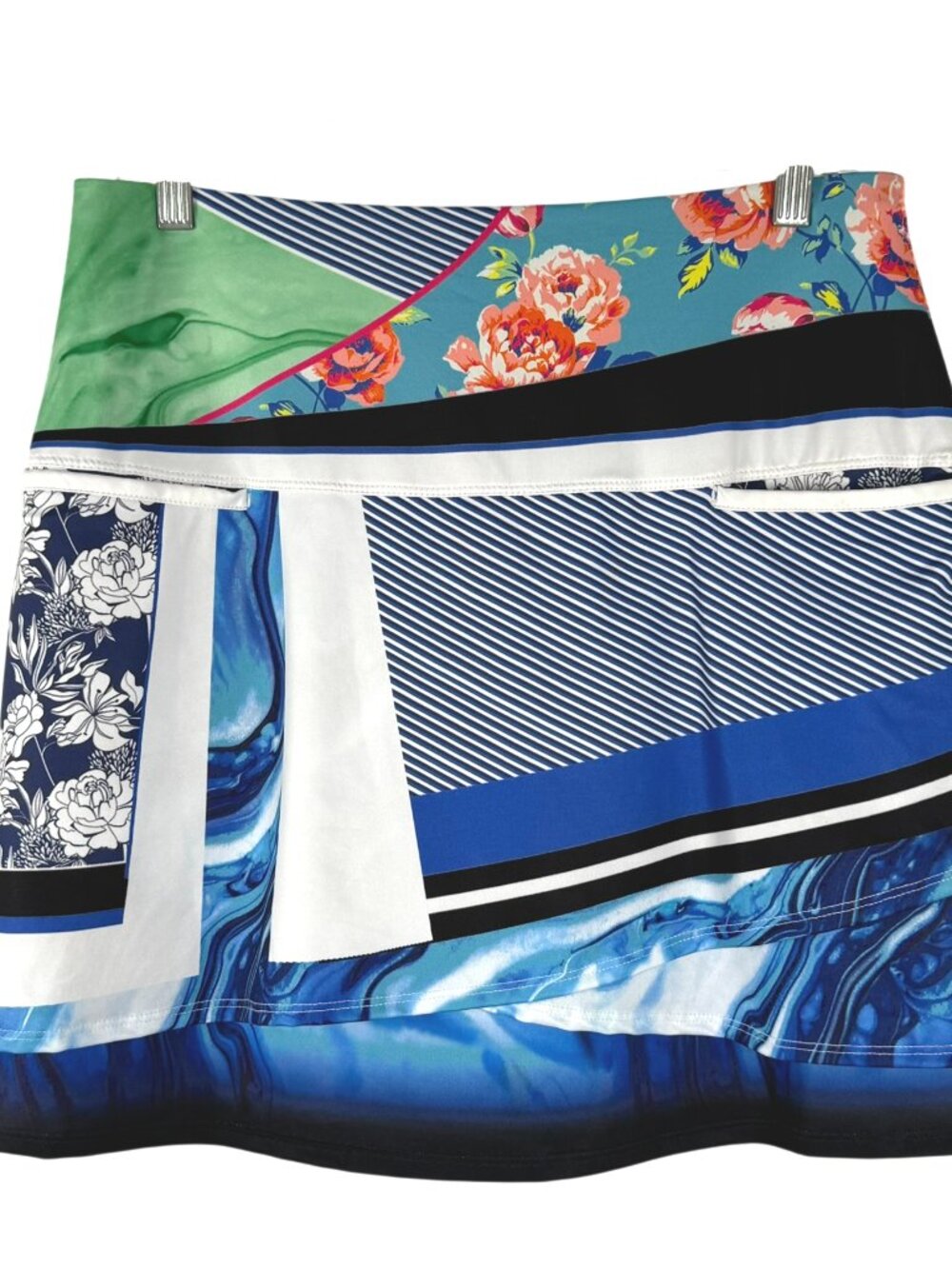 Lucky In Love Tennis Skort Skirt Medium Floral Striped Printed Colorful SS-2390